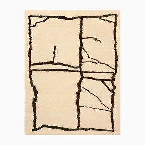 Modern Black and White Rectangular Iberia Rug by Tapis Studio for Hommés Studio