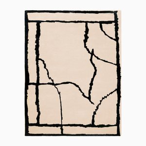Modern Black and White Rectangular Celtic Rug by Tapis Studio for Hommés Studio