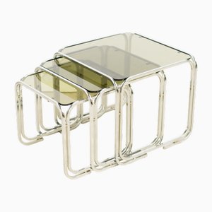 Glass Coffee Tables, Set of 3