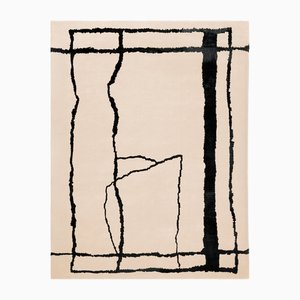 Modern Black and White Rectangular Glacial Rug by Tapis Studio for Hommés Studio