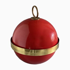 Space Age Round Red Ice Bucket, Italy, 1970s