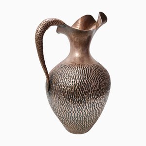 Large Vintage Embossed Copper Pitcher Vase attributed to Egidio Casagrande, 1950s