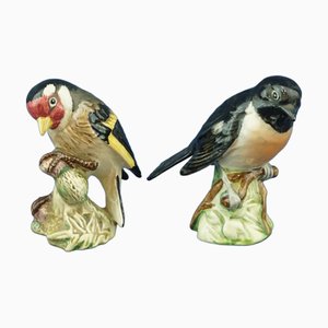 20. Jh. Keramik Stieglitz & Schwarzkehlchen Vögel von Beswick, England, 1900er, 2er Set