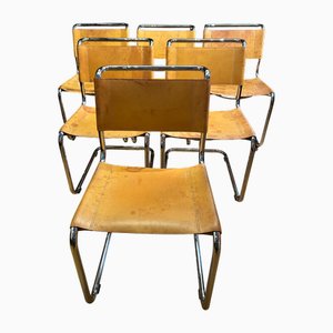 S33 Cantilever Chairs in Leather by Mart Stam for Thonet, Set of 6