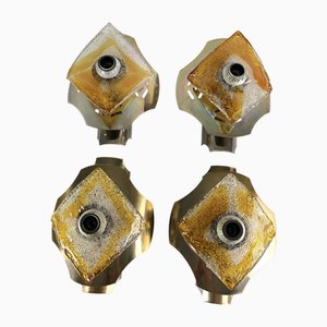 Wall Lamps in Steel and Murano Glass in the style of Toni Zuccheri for Mazzega, 1960s, Set of 4