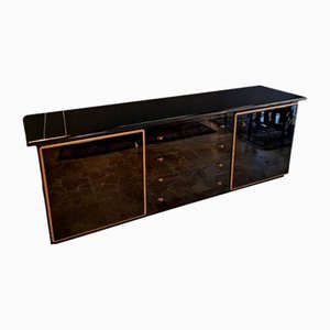 Sideboard in Black Lacquered Wood and Maple attributed to Pierre Cardin for Roche Bobois, 1970s