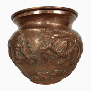 Maceta modernista de cobre, década de 1890