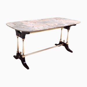 Vintage Beech Coffee Table with Rectangular Marble Breccia Pernice Top, 1960s