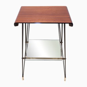 TV Stand or Side Table with Iron Frame and Ebonized Beech Top, Italy, 1960s