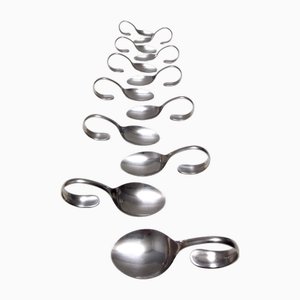 Postmodern Steel Serving Spoons attributed to Pinti, Italy, 1980s, Set of 12