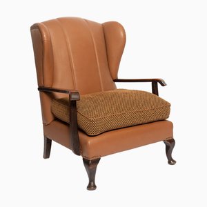 Chauffeuse Antique Confortable avec Accoudoirs en Bois et Coussin en Duvet Véritable, 1900s