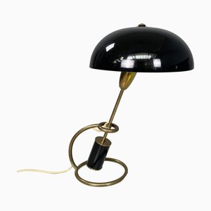 Italian Mid-Century Modern Brass Black Table Lamp 12297 Scrittoio attributed to Angelo Lelii for Arredoluce, 1950s