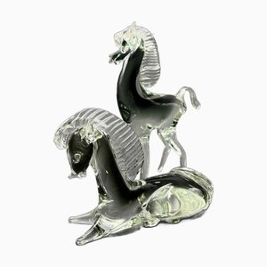 Caballos de cristal de Murano, años 50. Juego de 2