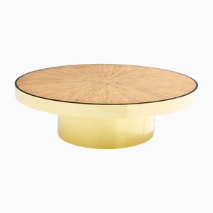 Bamboo Marquetry and Brass Coffee Table, 1980s