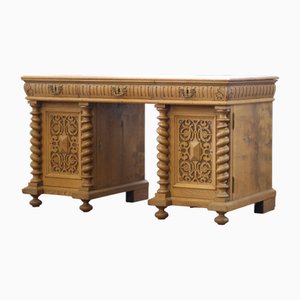 Mid-Century Handcrafted SculpturalDanish Oak Desk, 1960s