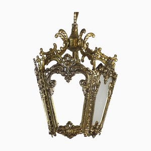 Spanische Messing Mattglas Lampe von Unbekannt, 1950er
