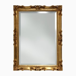 Vintage French Square Carved Wooden Gilded Mirror in Baroque Style, 1950s