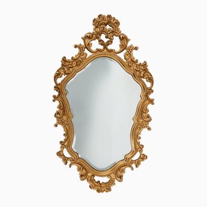 Miroir Vintage à Facettes en Bois Sculpté Doré, France, 1960s