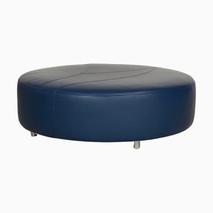 Tangram Ottoman aus blauem Leder von Roche Bobois