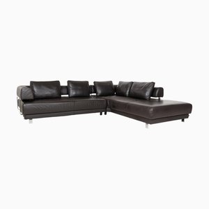 Brand Face Corner Sofa in Brown Leather from Ewald Schillig