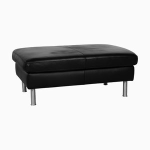 Black Leather Ottoman from Ewald Schillig