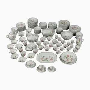 Arbre Rose Dinnerware Service in Porcelain from Limoges, Set of 95