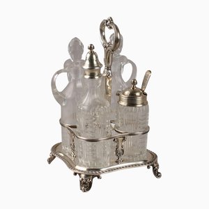 Silver and Glass Vinegar and Oil Bottles from Petruzzi & Branca Brescia, Set of 5