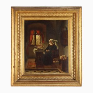 Augusto Friedrich Siegert, Figurative Scene, Oil on Canvas, Framed