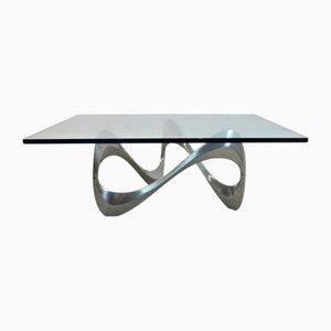 Snake Coffee Table in Cast Aluminum and Glass by Knut Hesterberg, 1960s