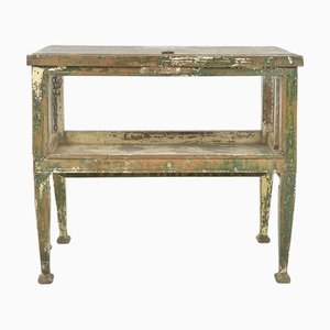 Table Vitrine en Bois Patiné