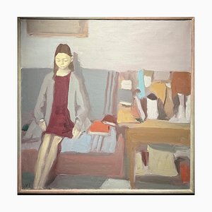 Igor Smekalov, Interno con ragazza, Olio su tela, con cornice