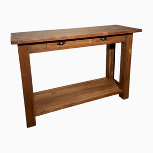 Teak Console Table with Drawers