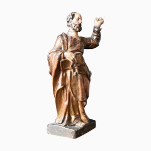Polychrome Wooden Statue of the Apostle Peter, 17th Century