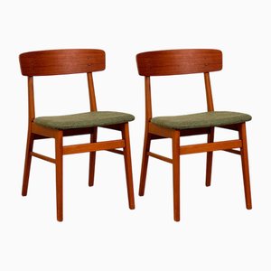 Sedie da pranzo in teak e faggio di Fastrup, Danimarca, anni '50-'60, set di 2