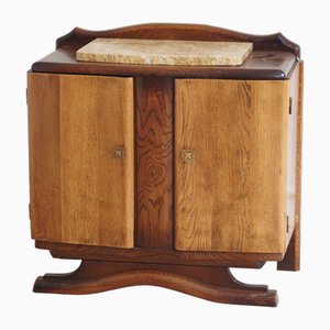 French Art Deco Bedside Table with Marble Top