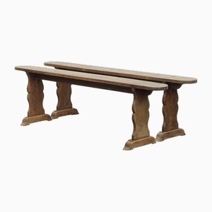 Antique French Hall Benches, Set of 2