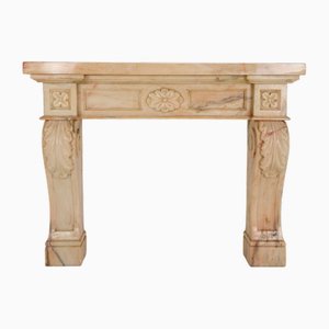 Italian Marble Fireplace Mantel with Floral and Leaf Motif, 1920s