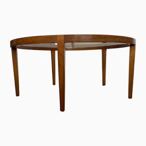 Mid-Century Coffee Table in Cherrywood with Glass Top
