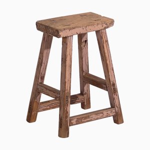 Antique Stool with Pink Patina, 1900