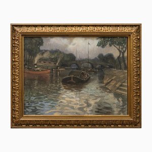 Rudolf Quittner, Canale della Senna, 1904, Pastello, Incorniciato