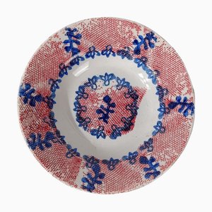 Vintage Ironstone Dessert Plates with Folk Block Stamp Decor from S.C.Turrita, Italy, 1920s, Set of 9