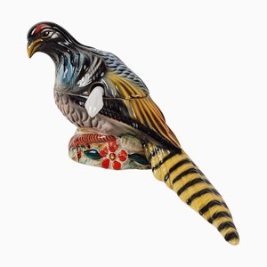 Vintage Pheasant Gravy Boat in Hand-Painted Ceramic, Italy, 1950s
