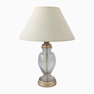 Vintage Clear Twisted Glass Table Lamp, 1970s