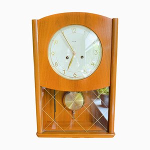 Reloj de pared de péndulo alemán vintage de Friedrich Mauthe, años 50