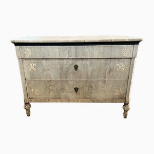 19th Century Carlo X Italian Bleached Walnut Chest of Drawers