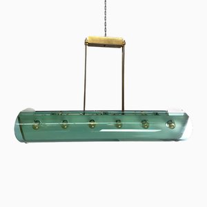 Lámpara colgante de vidrio y latón de Max Ingrand para Fontana Arte, años 50