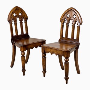 Gotische Hallenstühle aus Eiche, 1920er, 2er Set