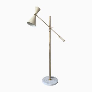 Verstellbare Midcentury Stehlampe aus Messing & Marmor, 1960er