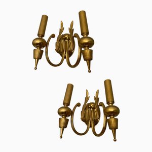 Italian Brass Sconces by Gaetano Sciolari, 1970s, Set of 2