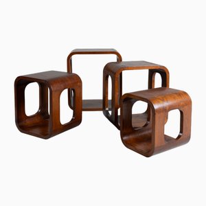 Nesting Tables in Exotic Wood, 1960, Set of 4